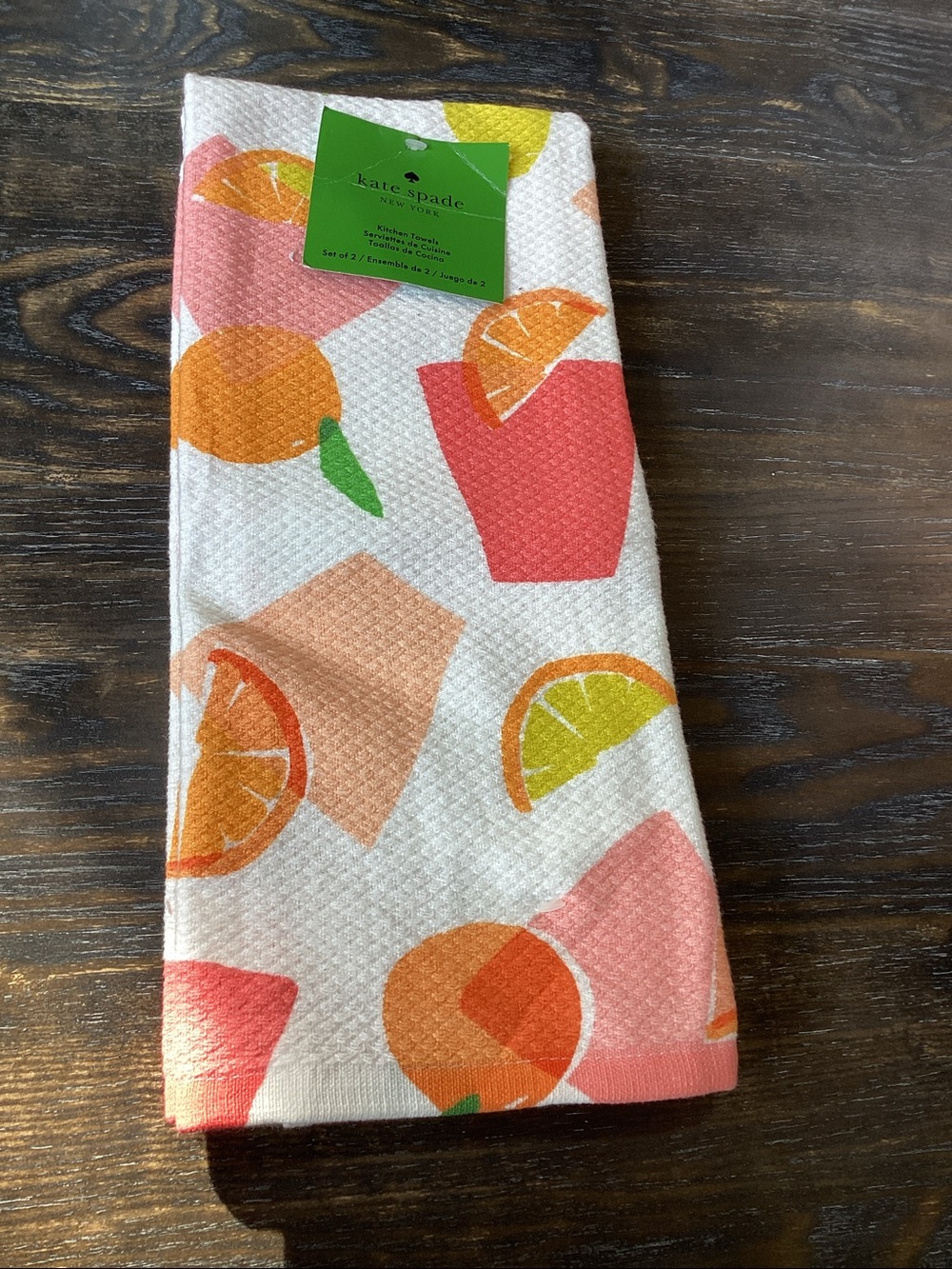 Kate Spade Kitchen Towels Orange and Grapefruit Slices Design set of 2